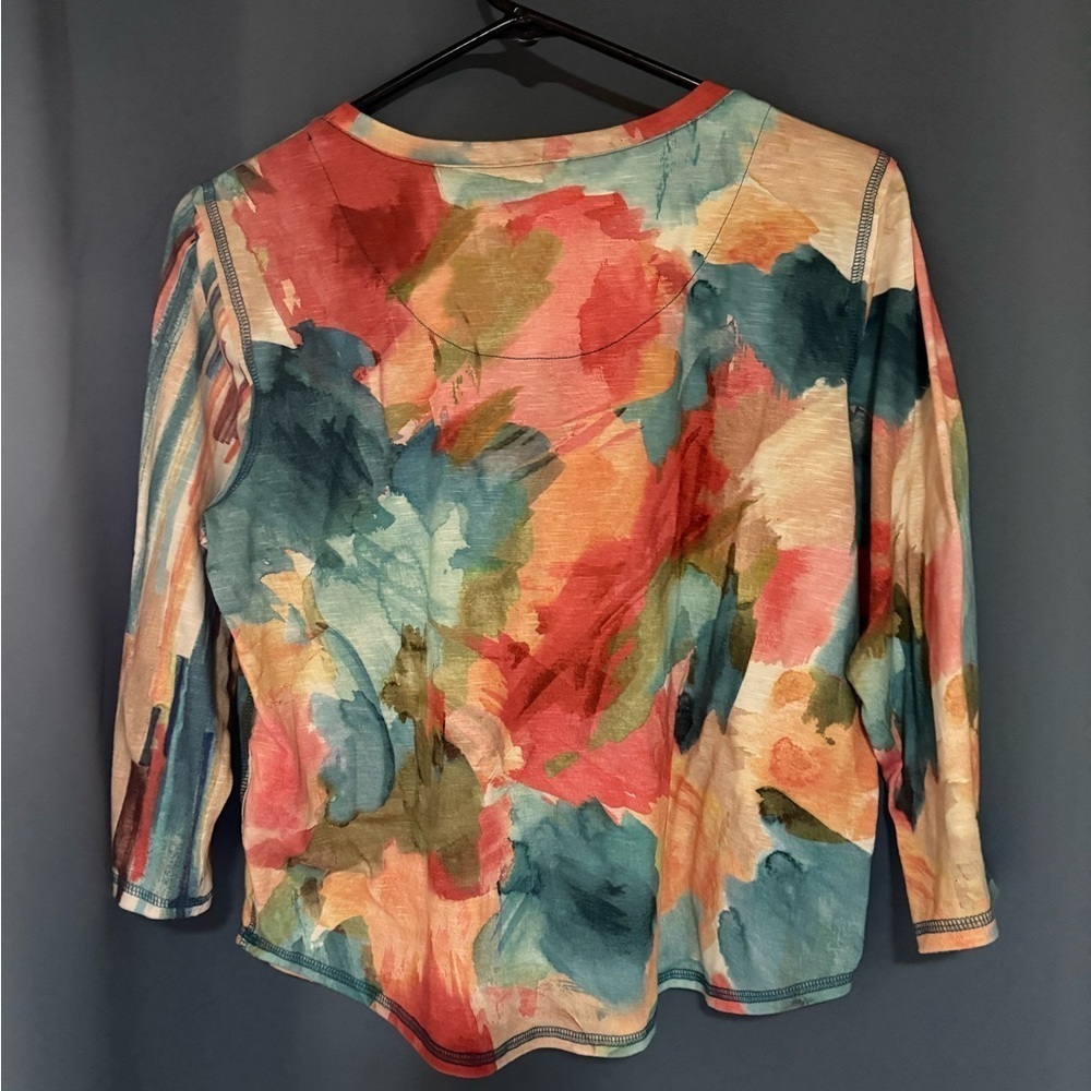 Alfred Dunner Three-Quarter Sleeve Blouse – Floral Geometric Triple Knot Top - Picture 2 of 3